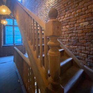 Fire Retardant Treatment on a Bare Wood Staircase